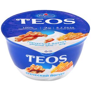 Йогурт ТЕОС Греческий 2% 140г Грецкий орех-мед